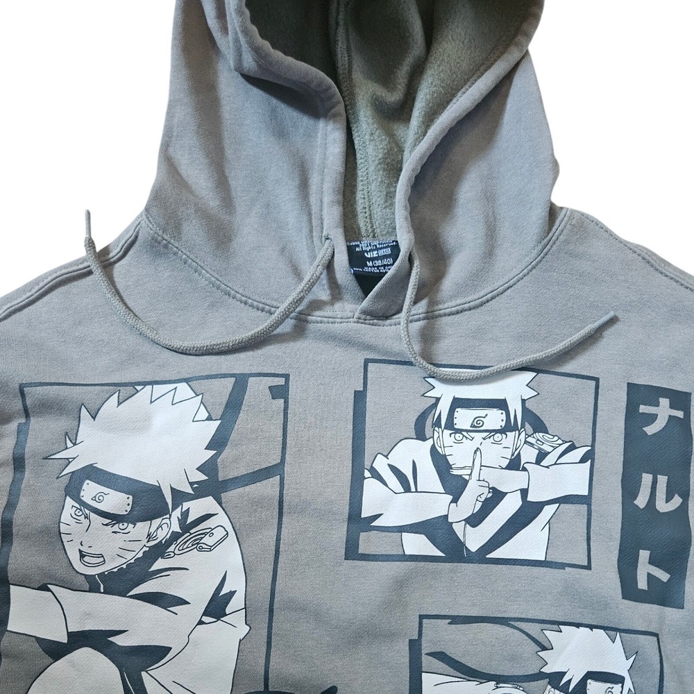 Naruto Shippuden Hoodie Mens Olive Green/Black Dip Dye Ombre Graphic Anime Manga